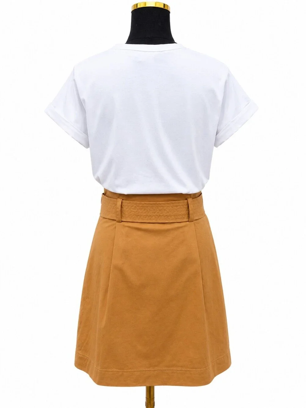 Veronica Beard Jeans Melany Dress White Camel Belted Utility NWT Size M